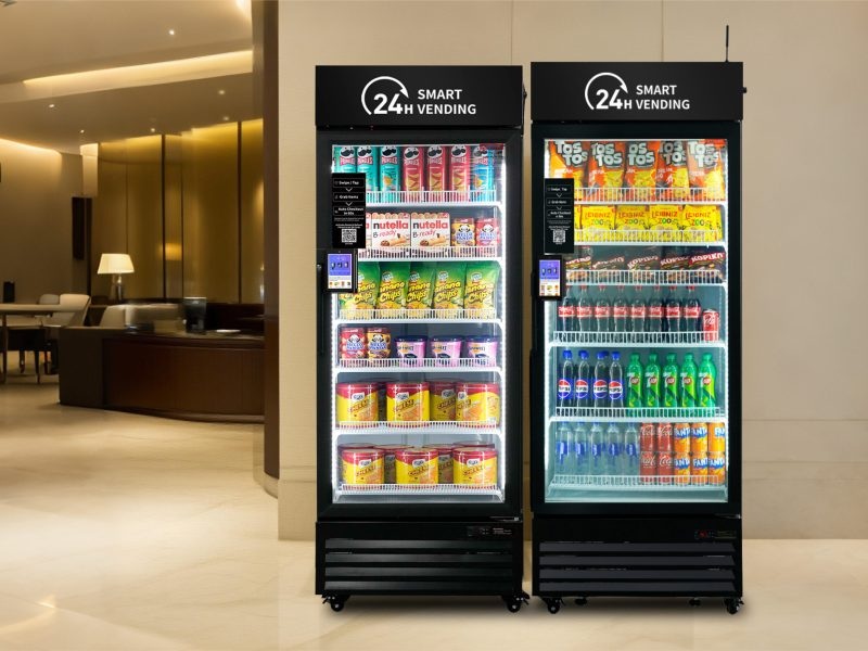 Smart cooler in an apartment lobby